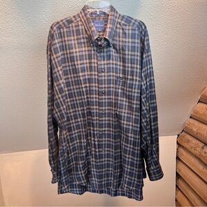 FACONNABLE Button down Dress Shirt. Long Sleeves. 100% Cotton. Brown/Blue. XXL